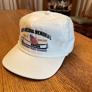 Men's USS Arizona Memorial 60th Anniversary White Snapback Baseball Hat Cap